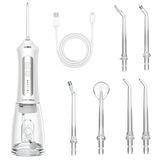 Barberboss Monddouche, elektrische tandenflosser, waterflosser met 5 modi voor tanden, verwisselbare straalpunten, 300 ml tank, led-indicator, IPX7 waterdicht