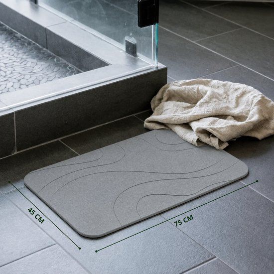 Aligma XL Diatoom Steen Badmat - Grijs - 75x45cm - Anti-slip