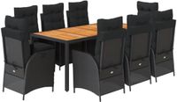 vidaXL 9-delige Tuinset Poly Rattan Zwart
