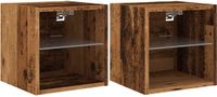 vidaXL Tv-wandmeubels met LED-verlichting 2 st 30x28,5x30 cm oud hout