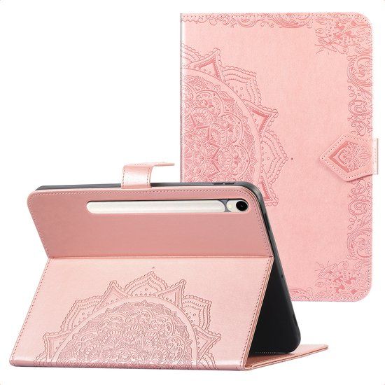 imoshion Tablet Hoes - Geschikt voor Samsung Galaxy Tab S10 FE / Galaxy Tab S9 11.0 inch FE / Galaxy Tab S9 11.0 inch / Galaxy Tab S10 Lite - Mandala tablet Bookcase - Rosé goud