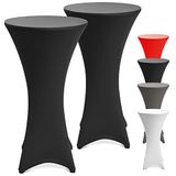 Merkloos / Sans marque Beautissu Statafelhoes Stella Ø 80 cm statafelrok voor statafel – feest decoratie geschikt voor horeca – feestversiering stretch voor elk tafel – set van 2 zwart