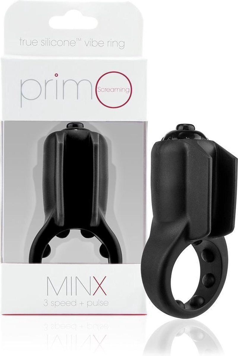 The Screaming O Primo Minx zwart siliconen vibrerende penisring