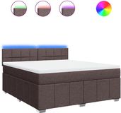 vidaXL Boxspringbed met matras, stof, donkerbruin, 180x200 cm