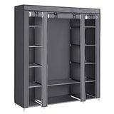 Songmics Garderobe, linnenkast, met kledingstang en rekken, soffit cover, voor slaapkamer, kleedkamer, 150 x 45 x 175 cm, grijs LSF03G
