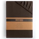 DecoKing Hoeslaken 200x200-200x220 cm 100% Gekamd Katoen Jersey Zacht Bruin Amber