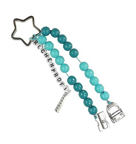 Pracht Creatives Hobby 5935-12181 Rekenketting met sleutelhanger voor zelf ontwerpen, rekenpro turquoise, knutselset met 20 rekenkralen, voor de start van school voor de suikerkegel