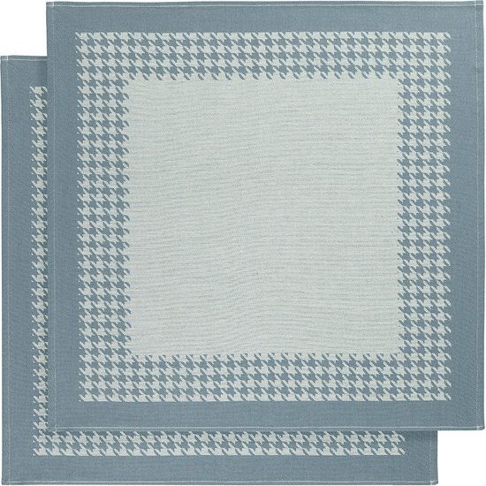 De Witte Lietaer Theedoek Pied de Poule - 2 stuks - 65 x 66 cm - Katoen - blauw