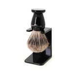 Edwin Jagger 1EJ946SDS Klassiek Best Dassenhaar Exfoliërende Scheerkwast met Voet voor Scheerschuim of Scheerzeep voor Mannen en Vrouwen (Imitatie Ebbenhout)