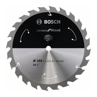 Bosch Bosch cirkelzaagblad Standard for Wood voor accuzagen 165x1,5/1x10, 24 tanden Aantal:1