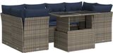 vidaXL 7-delige Loungeset met kussens, polyrattan, acacia, grijs