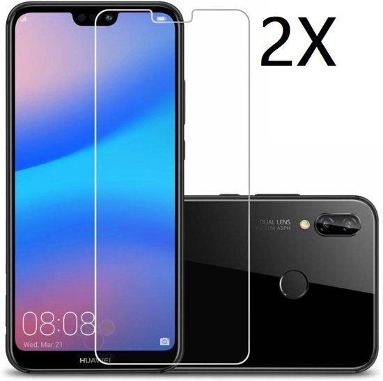 Ntech 2 Stuks Screenprotector Tempered Glass Glazen Gehard Screen Protector 2.5D 9H (0.3mm) - Huawei P20 Lite