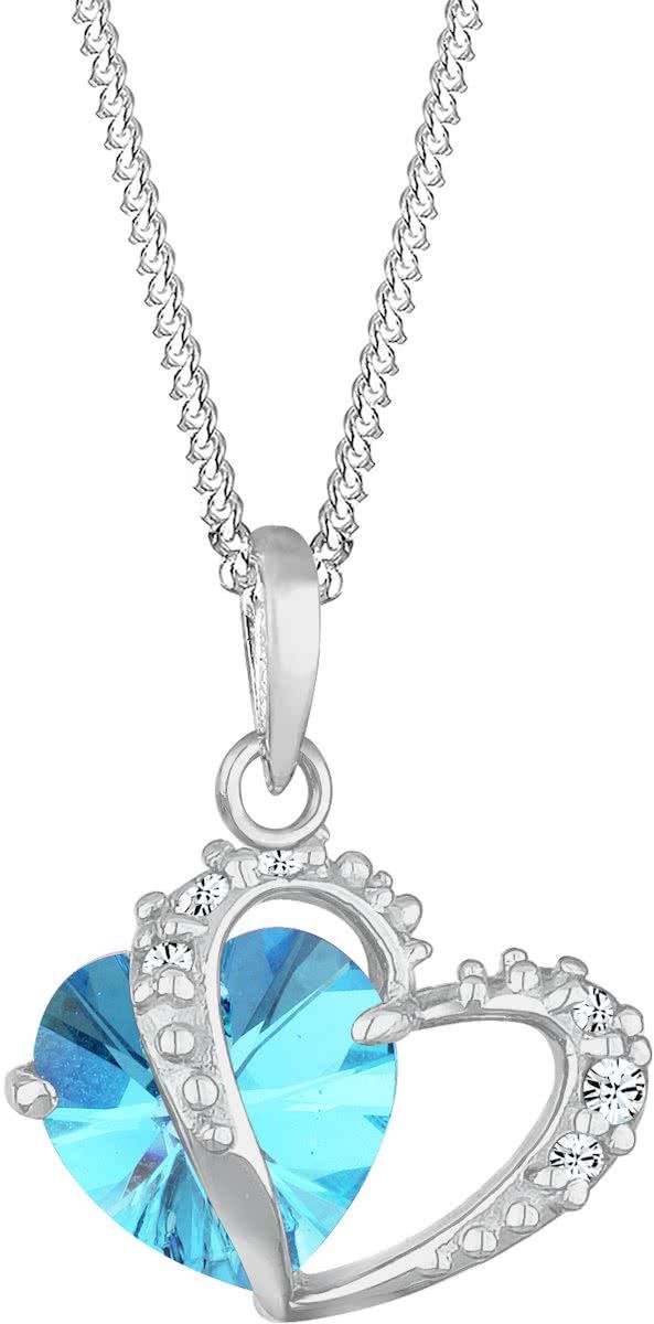 Elli Halsketting 925 Sterling Zilver Hartje met Swarovski® Kristal