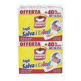 Omino Bianco - Kleurbeschermers, honingraatstructuur, vangen grijs en kleuren bij het wassen op, 40 stuks + 16 geschenken x 2 verpakkingen