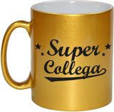 Bellatio Decorations - Super collega tekst koffiemok - cadeau beker - 300 ml - goud - werk - bedankt - kantoor - keramiek