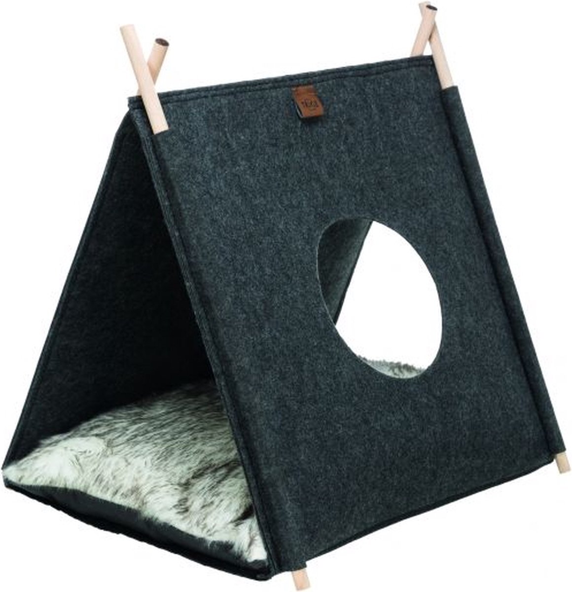 TRIXIE kattenmand tent elfie met kussen vilt antraciet 50x46x52 cm