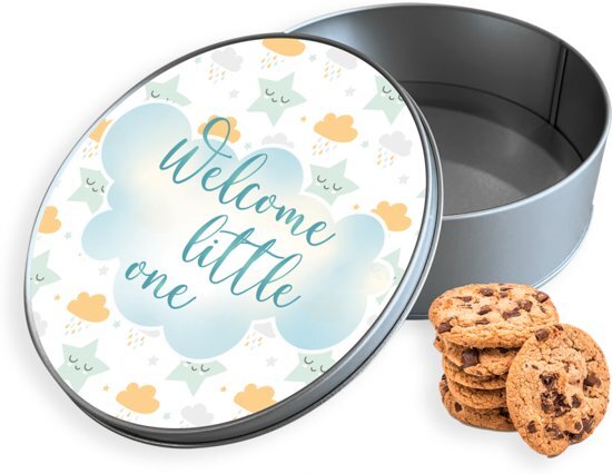 qMust Koektrommel Welcome Little One rond 15 x 15 x 5 cm welcome little