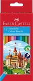 Faber-Castell 120112 - kleurpotloden CASTLE zeshoekig, 12 stuks kartonnen etui, verschillende kleuren