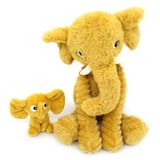 LES DÉGLINGOS Les PTIPOTOS by Pluche Maman Baby – zeer zacht – cadeau voor geboorte, verjaardag, Kerstmis – DIMOITOU de olifant mama en baby – 24 cm – mosterd