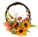 Herfstkrans van rotan voor de voordeur met zonnebloemen, bessen, pompoen, herfstbladeren, decoraties, herfst, deurkrans, deurdecoratie, herfstdecoratie voor Halloween, oogst, thuis, buiten en binnen