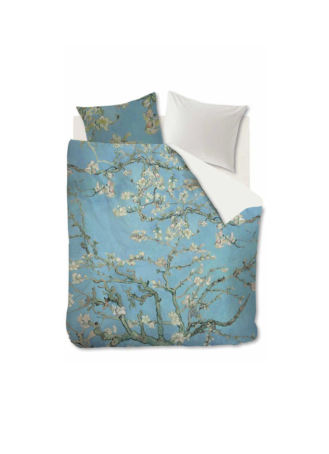 Beddinghouse Almond Blossom dekbedovertrekset - katoensatijn - blauw