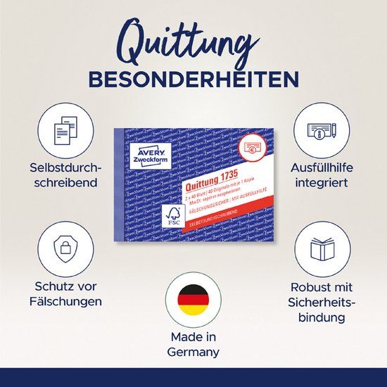 Avery Zweckform Ontvangstbewijs Boek SD 4+1 GRATIS