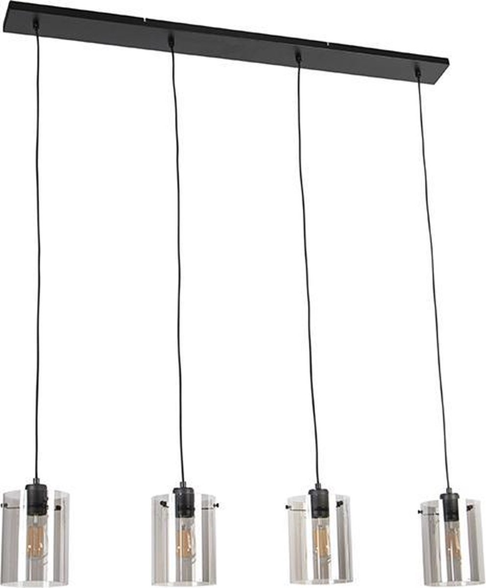 QAZQA dome - Hanglamp eettafel - 4 lichts - L 120 cm - Zwart