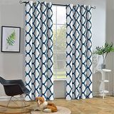 Melodieux Marokkaanse mode thermisch geïsoleerde tule kamer verduisterende gordijnen voor woonkamer, 132 bij 213 cm, Off White/Royal Blue (1 paneel)