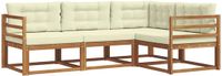vidaXL - Hoek loungeset - 4 zitplekken - Natuurlijk en crème - Acacia hout