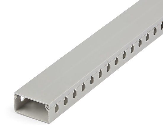 StarTech.com Kabelgoot met Open Sleuven en Deksel, 50mm B x 25mm H 2m L 8mm Sleuven PVC Draadgoot / Muurlijst voor Netwerk Kabels Max 25 Kabels, UL Listed