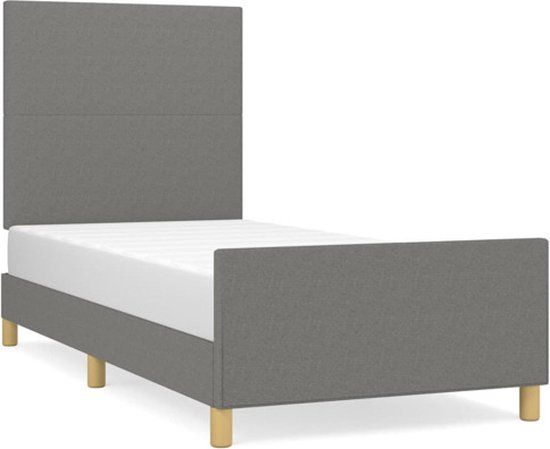 vidaXL Bedframe Stof Donkergrijs 90x190 cm