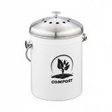 Relaxdays Gft-afvalbakje - 5 l - met geurfilter - aanrecht - rvs - wit