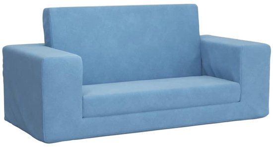 vidaXL Kinderslaapbank - 2-zits - Blauw - Pluche