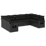 vidaXL 10-delige Loungeset met Kussens, Poly Rattan, Zwart