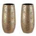 Mica Decorations set van 2x pot en vaas van keramiek - flakes goud print - 35 x 17 cm