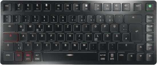 Cherry KW X ULP 2.0 MINI Toetsenbord Thuis/Werk USB + RF Wireless + Bluetooth QWERTZ Duits Zwart