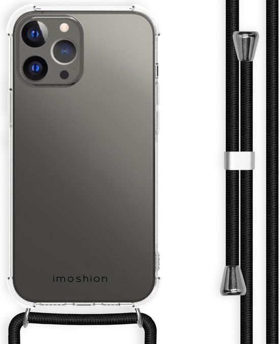 iMoshion Hoesje iPhone 13 Pro Max - Backcover met koord - Transparant - Zwart