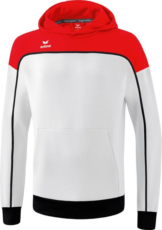 Erima Change Sweatshirt Met Capuchon Heren - Wit / Rood / Zwart - Maat 3XL