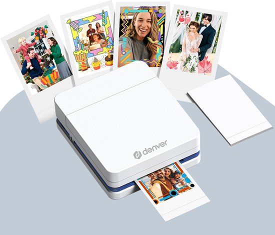 Denver Pocket Printer - Mobiele fotoprinter - Papier/Sticker/Magneet/Tattoo/Warmtepers printer - Incl. 20 printvellen - Bluetooth - MCP6010