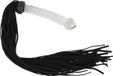 Bad Kitty – 64 cm Suède Flogger Zweep met Glazen Plug als Handvat - Zwart