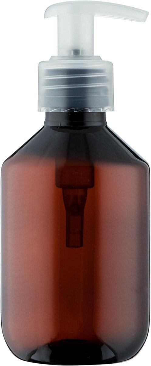 Claudius Cosmetics B.V. Lege Plastic Flessen 200 ml – 10 stuks - PET Bruin 28 navulbaar - met transparante pomp - leeg