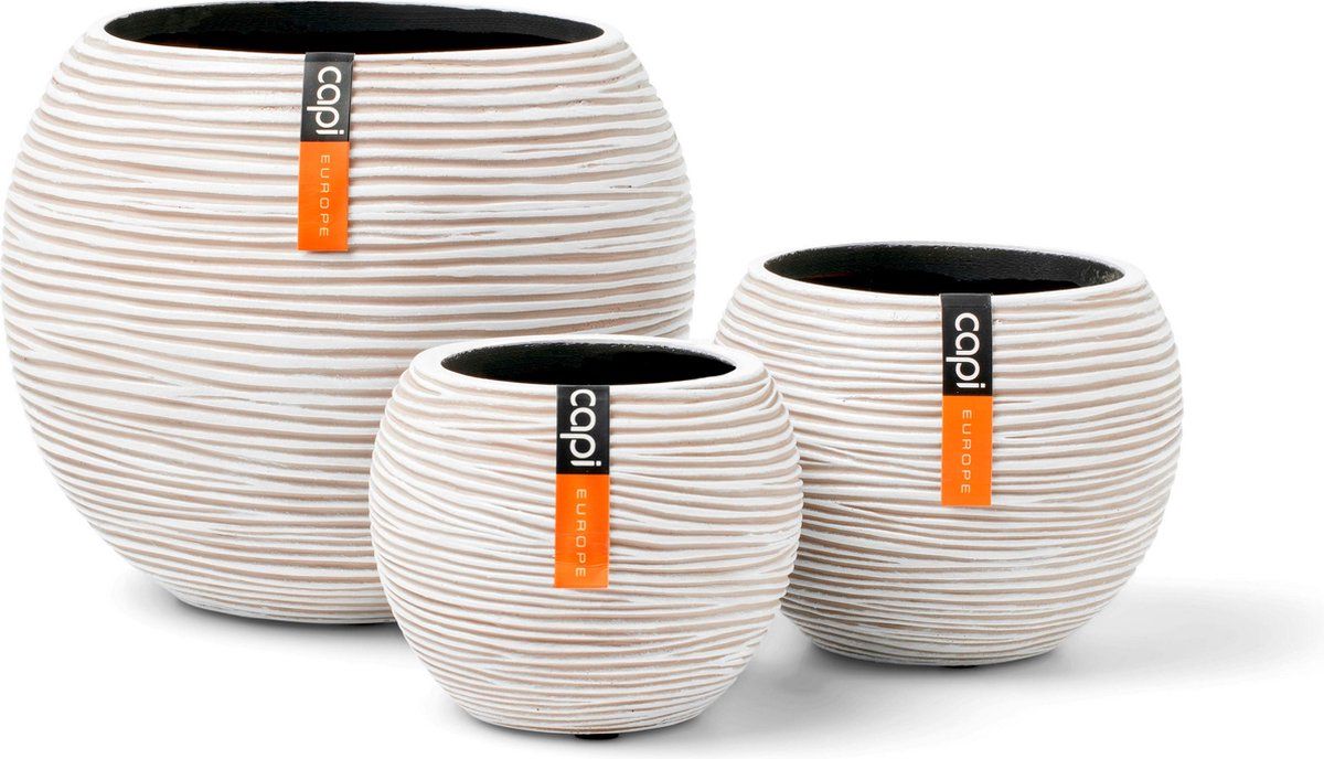 Capi Europe - Bloempot binnen - Rib ivoor - Set van 3 - Kunststof - 8716443109850
