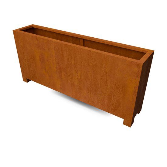 Merkloos Artesa plantenbak cortenstaal met 10 cm poten L200 x B40 x H90 cm