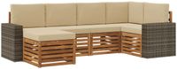 vidaXL - Buiten - bank - set - 6 - st - Natuurlijk - en - Beige - Polyester