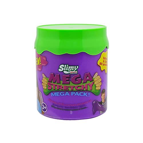 Slimy Mega Stretchy 500 g in paars - Originele Mega Slime speelmassa voor kinderen, extreem rekbaar slijm in de geschenkdoos, elastische speelklei als kindergeschenk (speelgoed vanaf 3 jaar)