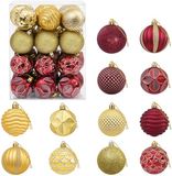 vidaXL Set de boules de Noël - 36 pièces - Or et bordeaux - Diamètre 6 cm - Polystyrène