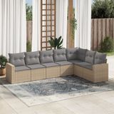 Maison Exclusive - Ensemble de jardin, 7 pièces, avec coussins, beige, en polyrotin