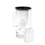 Wessper Waterfilterkan met LED-indicatorr, 2 liter, Glazen Water filter karaf, Compacte waterfilter kan met actief kool filter, 2 Classic filterpatronen, BPA-vrij - Zwart