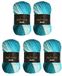 Wollbiene Batik Wol, 5 x 100 g, 500 gram wol met kleurverloop, meerkleurig (5200 petrol, turquoise, wit)