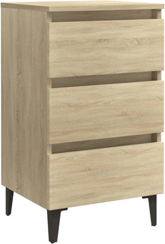 vidaXL Nachtkastje met metalen poten 40x35x69 cm sonoma eikenkleurig
